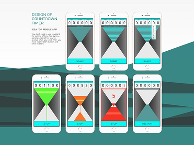 Design of Countdown timer app application challenge countdown countdown timer dailyui design experience figma interface ios panel screens time timer ui uiux ux дизайн