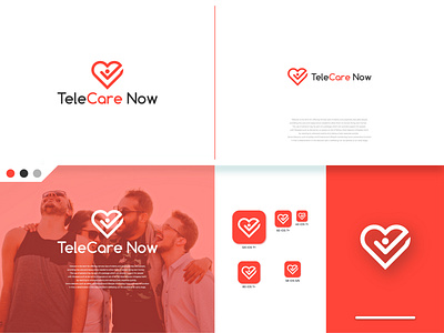 Telecare Now! Telemedicine App Logo Design app care happiness happy heart help icon logo love medical medicine social telemedicine warm