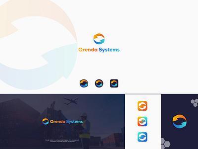 Orenda System Logo Design app application arrow bold export goods icon import logistic logo manage management send software transport