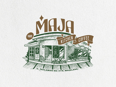 MAJA brand identity branding cafe coffee coffee shop drawing graphic design illustration logo tshirtdesign vector