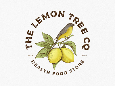 The Lemon Tree Illustration brand identity branding design graphic design healthy food illustration lemon tree logo organic vector vintage style