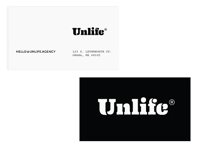 Unlife Agency black business card card identity logo white