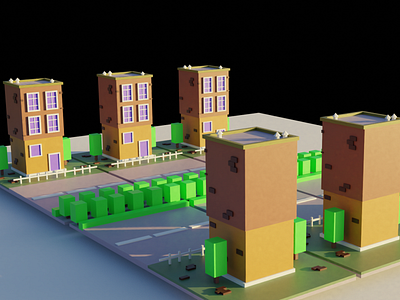 3D Buildings 3d blender building city design green render town trees