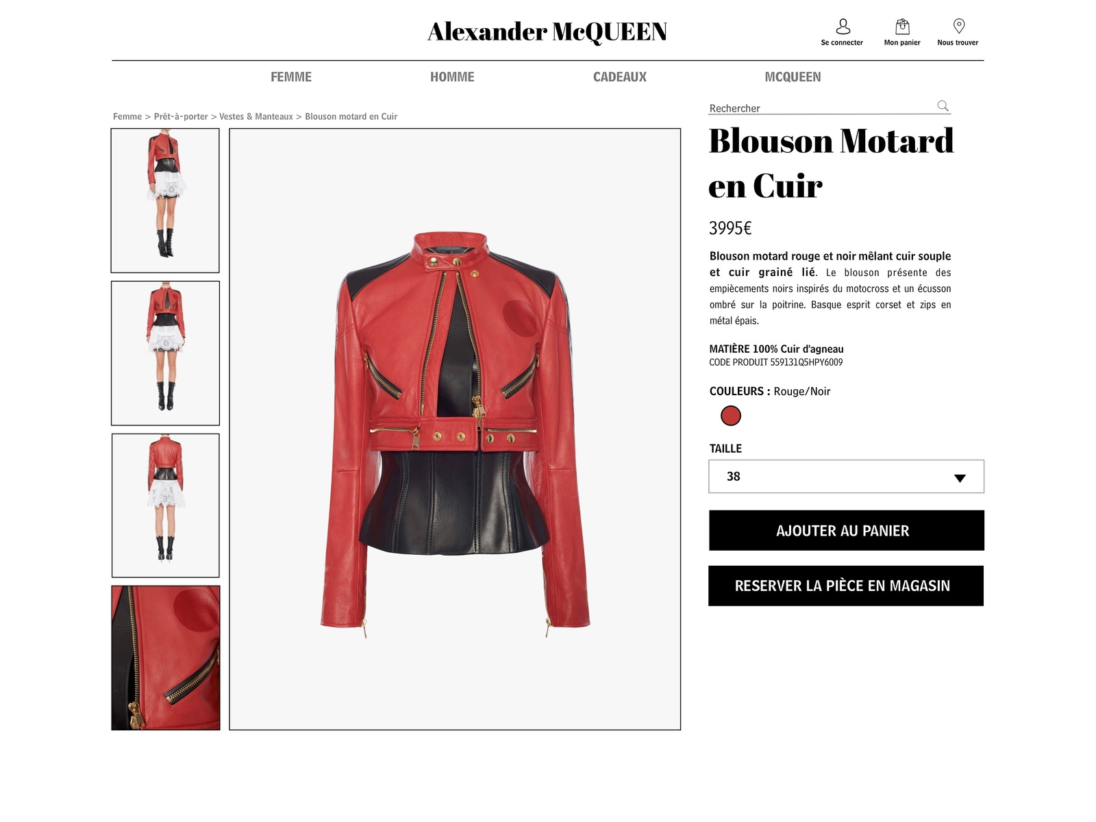 alexander mcqueen noir et rouge