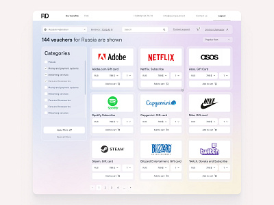 RD. Catalog Vauchers Desktop design ui