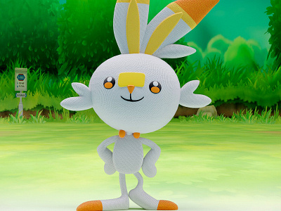 Render 057 - #Scorbunny New Pokemon Gen 8. 3d 3d art animation art branding c4d character creative design digital 3d flat icon illustration ios type typography ui ux vector web