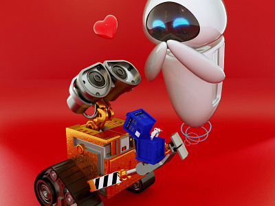 Render 032 - Wall-E and Eve 3d 3d art animation art branding c4d cinema4d design digital 3d diseño doodle drawing icon identity illustration illustrator logo photograhy toy vector