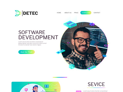 Landing page for software company