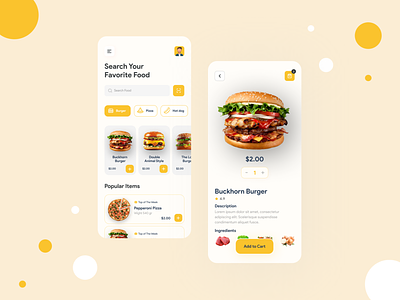 Food app UI design