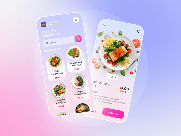 Food Delivery App Design glass morphism by Akash Das on Dribbble