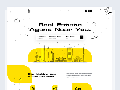 Real estate web ui design branding clean ui design landingpage logo psd template realestate realestate website typography ui ui design ux design website website design