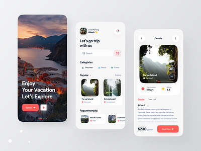 Travel app screen design by Akash Das on Dribbble