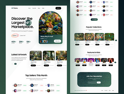 NFTMarko - NFT Marketplace Website art artsell clean cryptoart design landingpage nft nfts psd template token ui ui design ux design web design