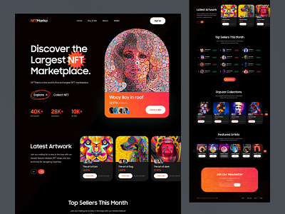 NFT Marketplace Landingpage cryptoart design landingpage nft nfts psd template token typography ui ui design webdesign