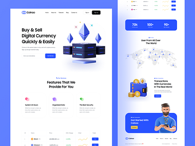 Coinoo - Cryptocurrency Website design colorful cryoto cryptocurrency cryptowebsite design landingpage minimal nft nfts product design psd template typography ui design ux design