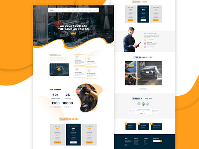 Car wash and cleaning landing page carwash design landingpage psd template typography ui design