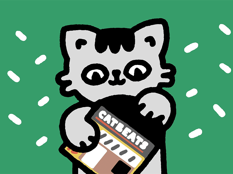 Catbeats vinyl animation cat catbeats character cute doodle happy illustration japanese kawaii kitty music smile vinyl