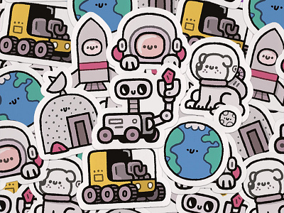 Stickers for chevostik.ru art astronaut chevostik cosmos cute design design art doodle fun happy illustration kawaii mars smile space sticker design sticker mule stickermule stickerspub
