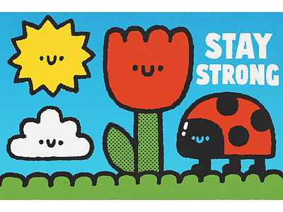 Stay strong cartoon childrens illustration cute doodle fun happy illustration japan kawaii simple smile stayhome sun