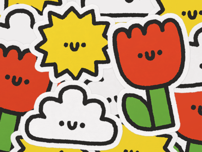 Stickers for Bang! Bang! Studio cartoon cute doodle happy illustration japanese kawaii print simple sky smile stickers sun