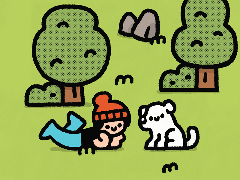 Park animation cartoon cute dog doodle fun illustration japanese kawaii park smile