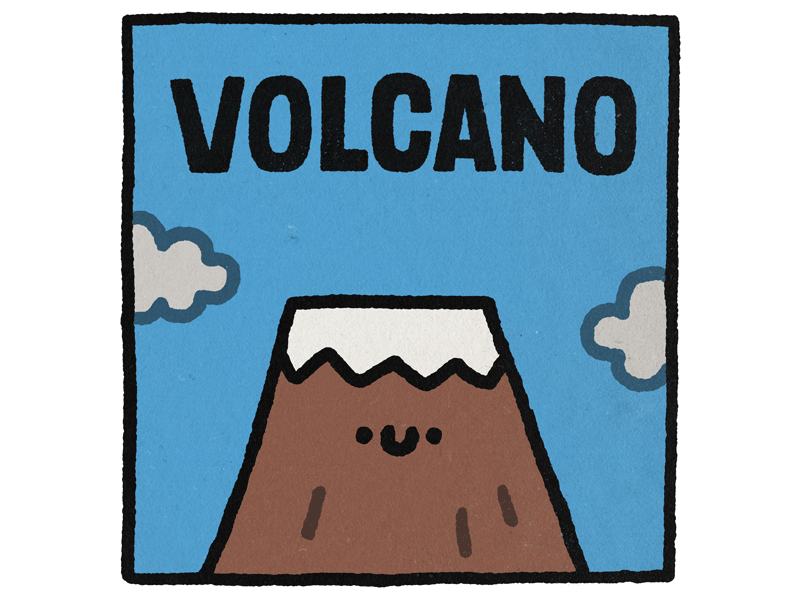 Volcano africa animation character cute doodle fun happy illustration japanese kawaii smile volcano
