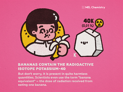 Banana banana cartoon chemistry cute doodle eat fun happy illustration japanese kawaii potassium radiation science