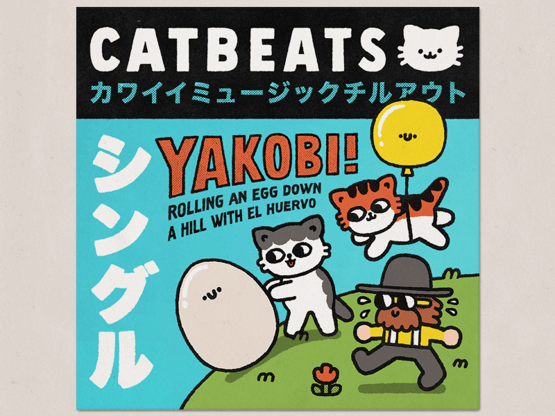 Catbeats x El Huervo - Yakobi cartoon cat cover cute doodle el huervo fun illustration japanese japanese art kawaii music smile yakobi