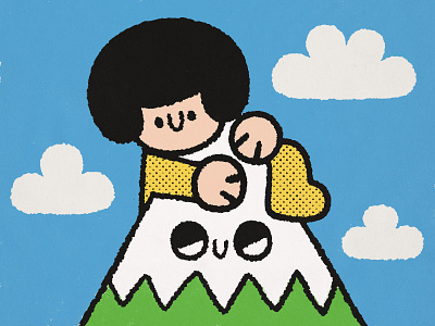 Rock climber alpine cute doodle fun happy hill illustration japanese kawaii mountain rock climber sky
