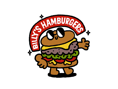 Billy's Hamburgers Odessa cartoon character cute design doodle fun illustration japanese kawaii lettering logo personage
