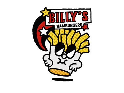 Billy's Hamburgers Odessa billys hamburgers odessa cartoon cute design doodle french fries fun illustration japanese kawaii logo typography