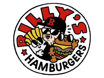 Billy's Hamburgers Odessa branding french fries graphic design hamburger lettering logo print sticker tshirt typography