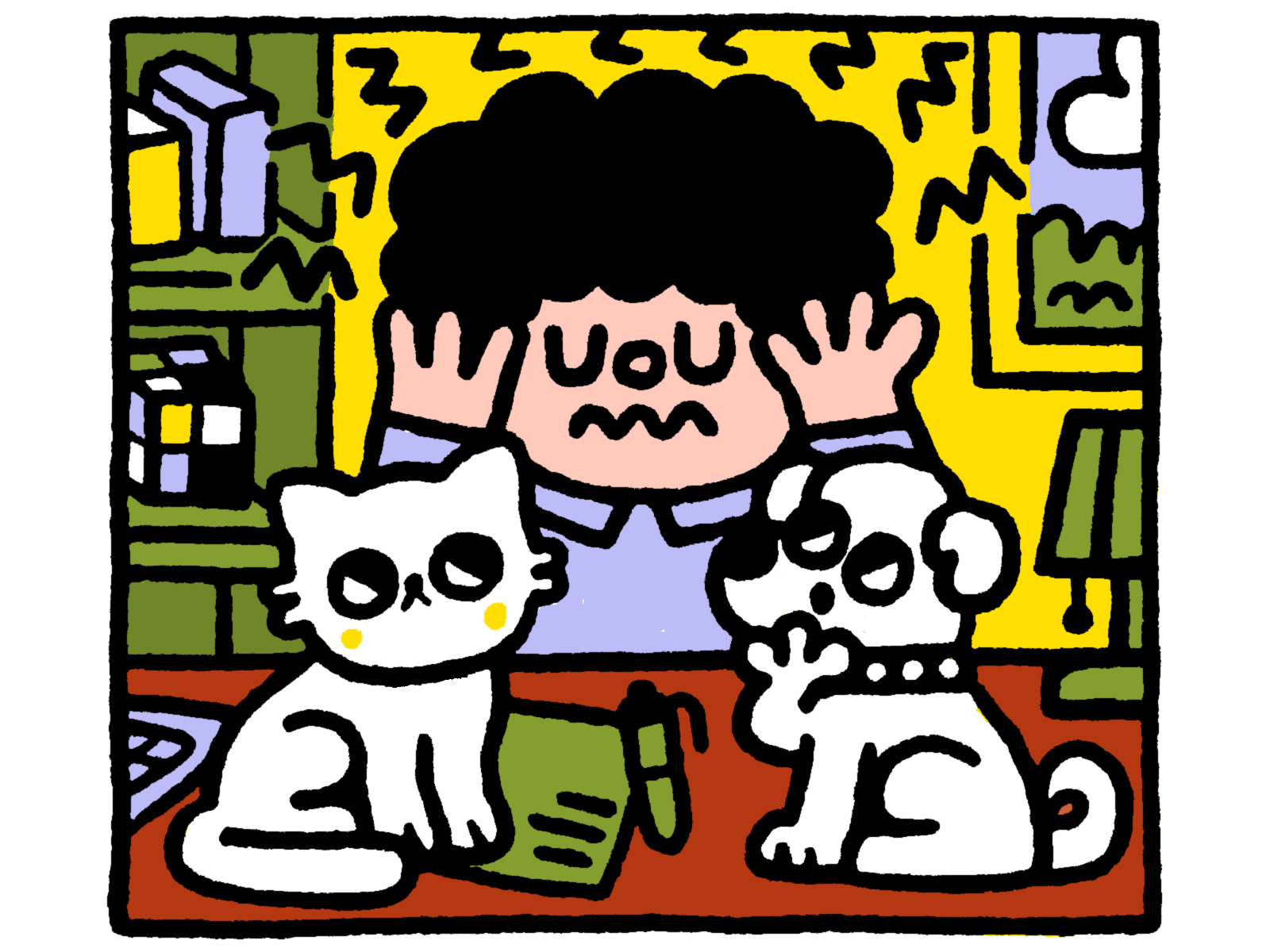 Illustration for an article about migraine cartoon cat cute dog doodle fun graphic design headache illustration japanese kawaii man migraine
