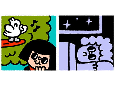Outdoors and insomnia bird cartoon cute design doodle fun illustration japanese journal kawaii popart sleep tinkoff