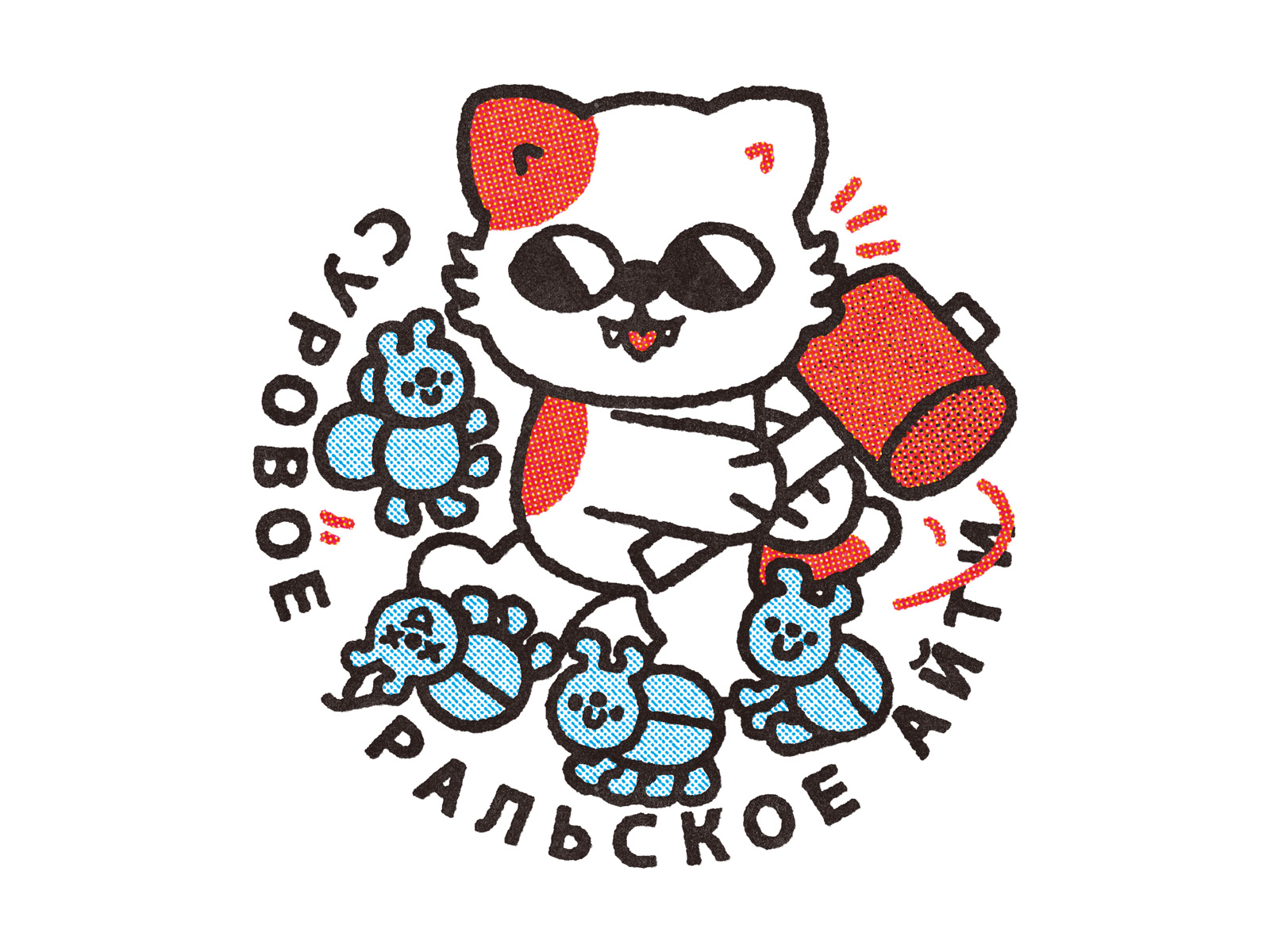 Cat vs bugs bug cartoon cat cute design doodle fight fun illustration japanese kawaii t-shirt design tshirt