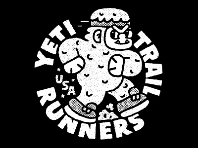 Yeti Trail Runners art cartoon cute design doodle fun illustration japanese kawaii lettering logo print print design run t-shirt trail tshirt design typography usa yeti