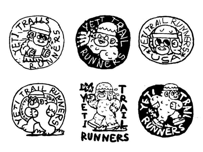 Sketches for Yeti cartoon club cute design doodle fun illustration japanese kawaii lettering logo run sketch tshirt type typography usa wear yeti