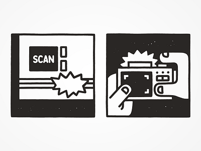 Scanning and photographing black and white icons illustration