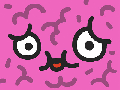 Brain brain cutie doodle flat icon illustration imessage kawaii line lineart pink smile