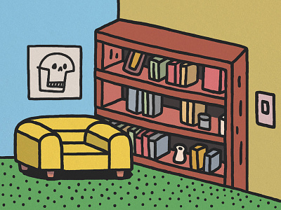 Interior behance books carpet cartoon cupboard doodle illustration linedraw picture room skull sofa