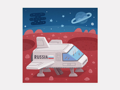 Conquer Mars commercial illustrator conquer mars cosmonaut illustration mars nasa roscosmos space spaceship