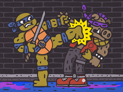 Leonardo vs. Bebop bibop cartoon comics doodle illustration leonardo ninja ninja turtle sewerage sword