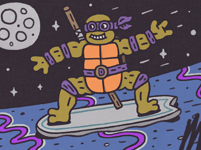 Donatello cartoon comics donatello doodle illustration moon ninja ninja turtle sea serf serfing