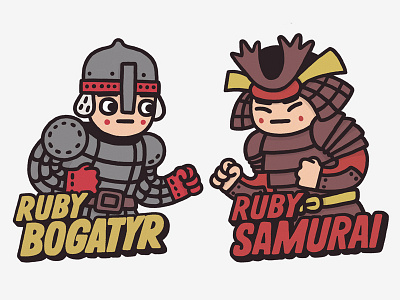 Bogatyr vs Samurai bogatyr brskstrb character evrone game illustrations ruby ruby on rails rubylovo samurai