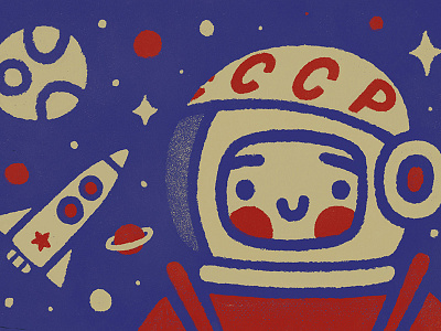 Yuri Gagarin cosmos doodle future gagarin kawaii mars moon nasa retro roscosmos saturn space
