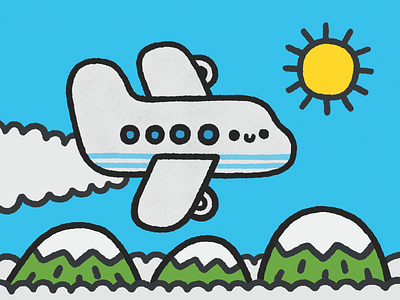 Aircraft aircraft cartoon cute doodle fun happy illustration kawaii mountains smile