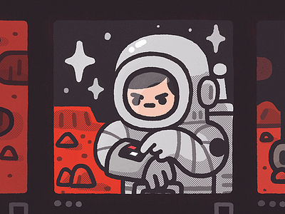 Cosmonaut on Mars art cartoon cosmonaut cosmos doodle illustration japanese mars space