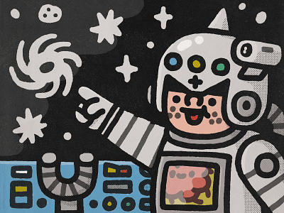 Mother Galaxy astronaut cosmonaut cosmos doodle galactic happy illustration japan smile space space invader