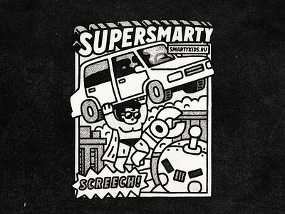 SuperSmarty cartoon comics design illustration lettering robot superman t shirt typography vector