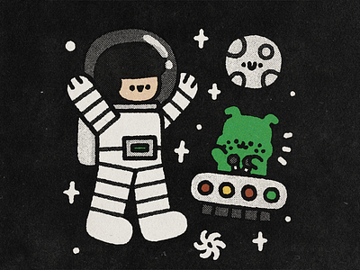Cosmos astronaut cartoon character cosmonaut cosmos cute doodle flyer gravity happy illustration japan japanese kawaii moon space ufo